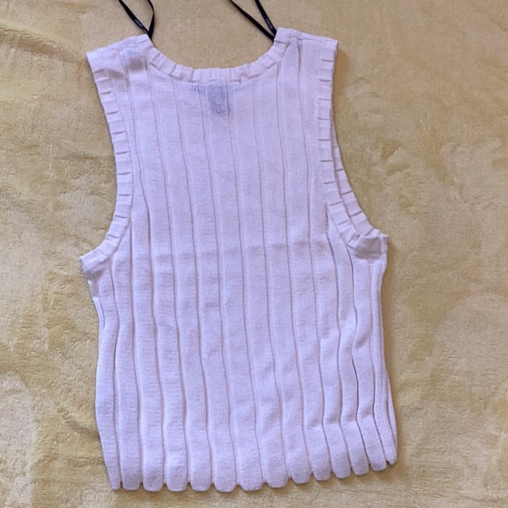 White Ribbed Tank Top - Picture 2 of 5